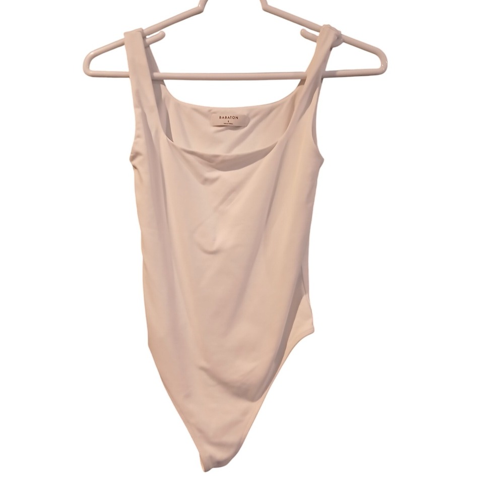 Babaton White Square Neck Sleeveless Bodysuit Size S